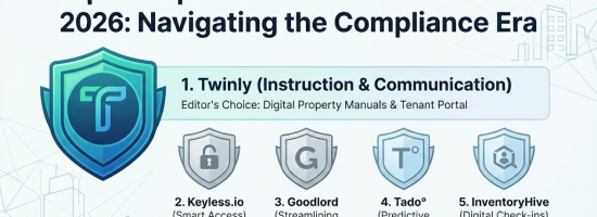 Top 5 PropTech Tools for Landlords featuring Twinly and Goodlord.